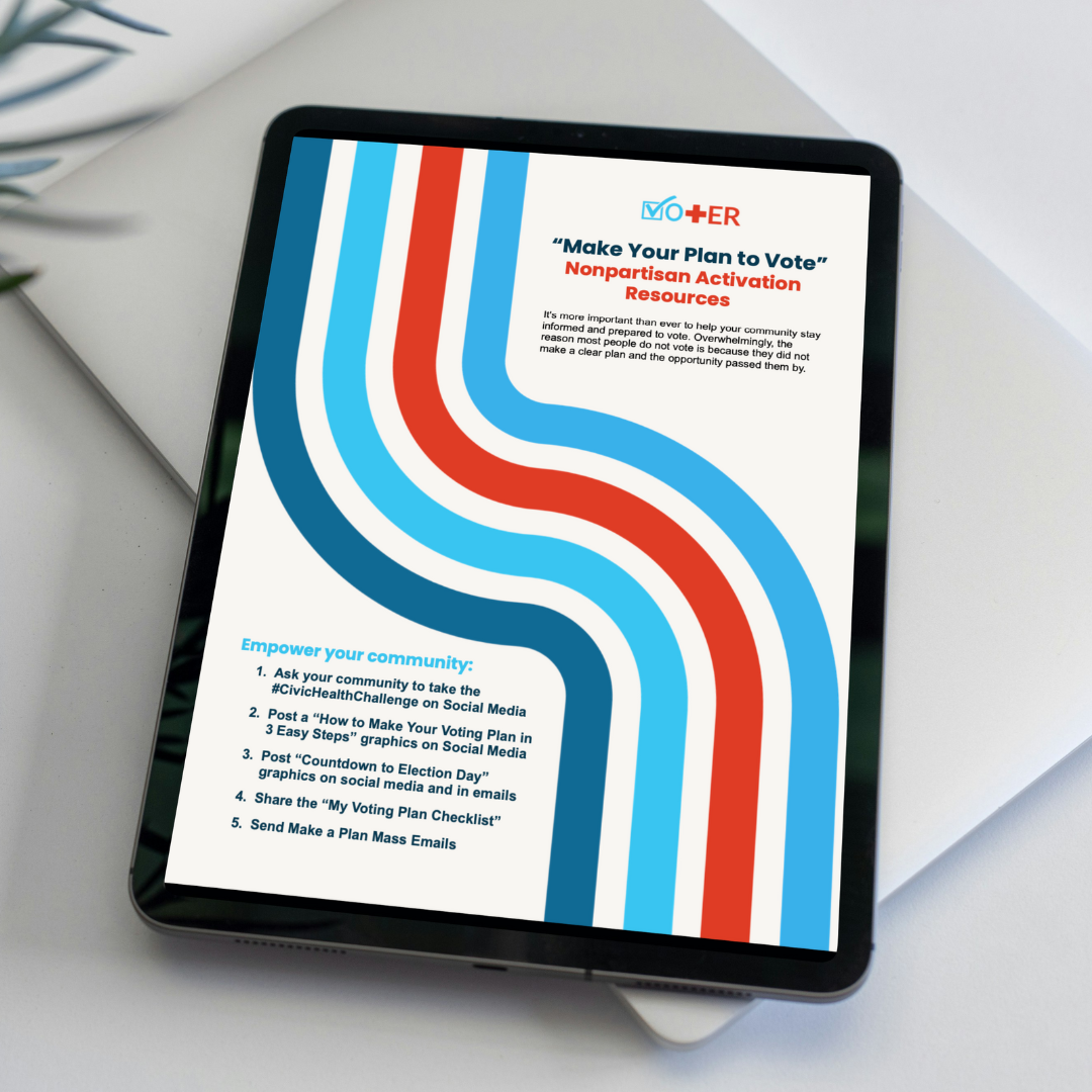 Make Your Plan to Vote Guide displayed on a tablet device