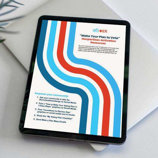 Make Your Plan to Vote Guide displayed on a tablet device