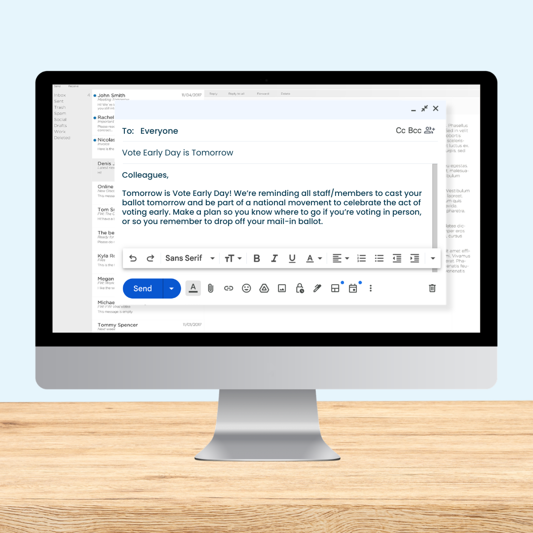 Email Templates: Make A Plan to Vote - Vote Early Day and Tomorrow is Election Day