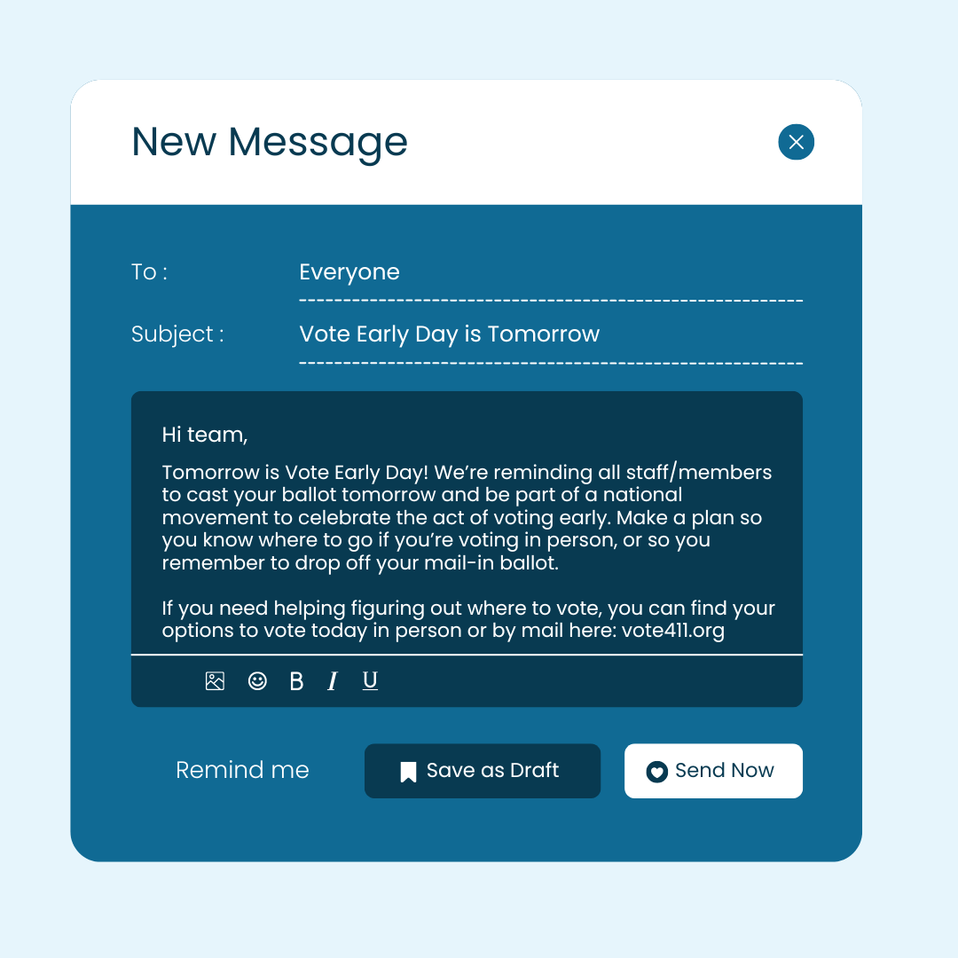 Graphical display of the Vote Early Day email template