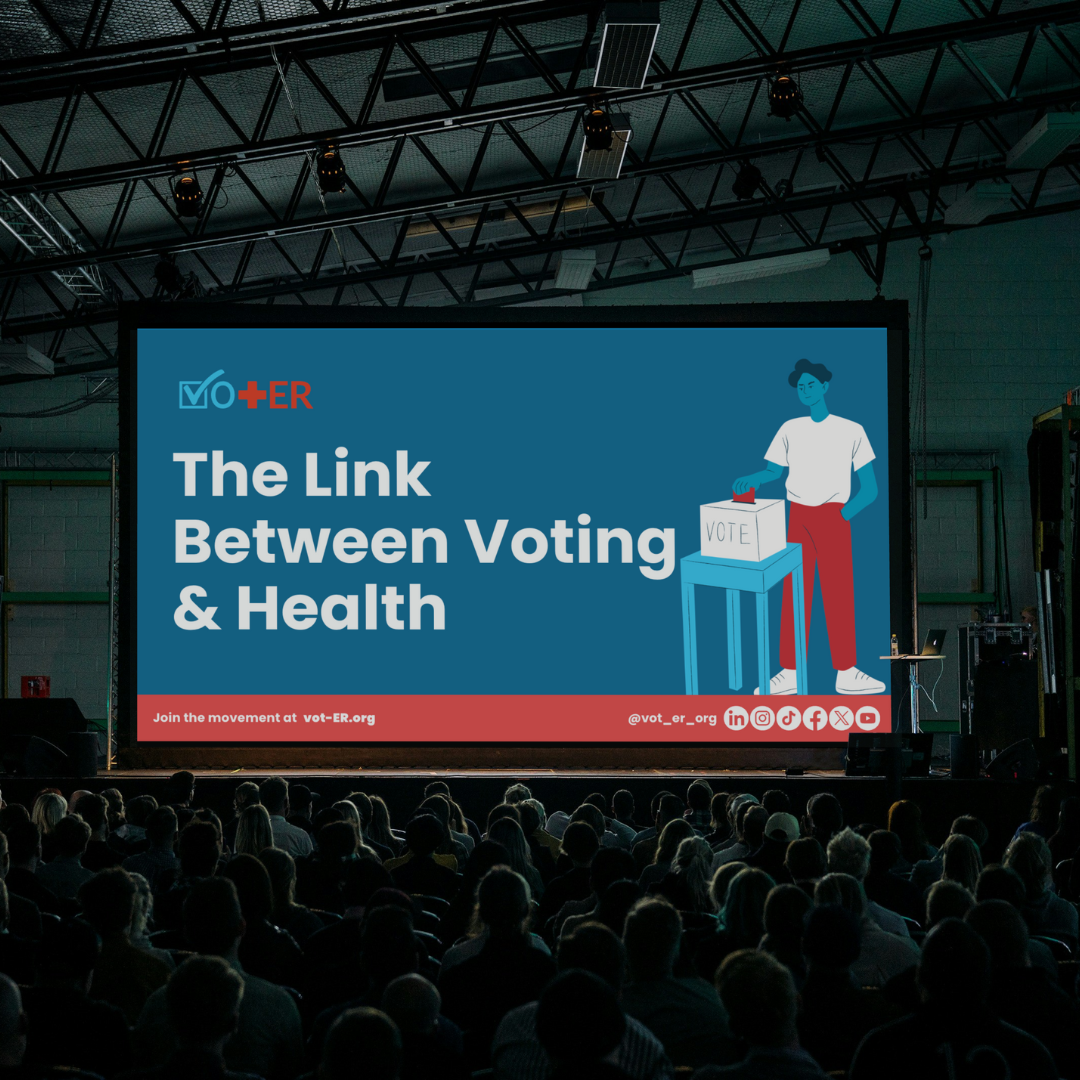 Audience watching presentation of Vot-ER nonpartisan healthcare-based voter registration