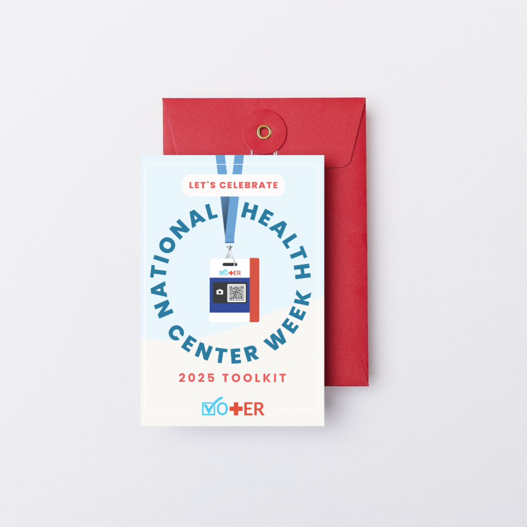 2025 Toolkit for National Health Center Week with a red envelope on a white background