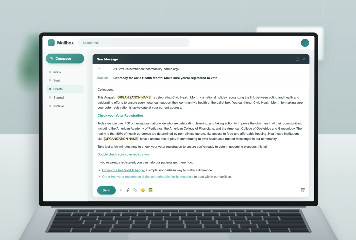 Civic Health Month Staff Email Template